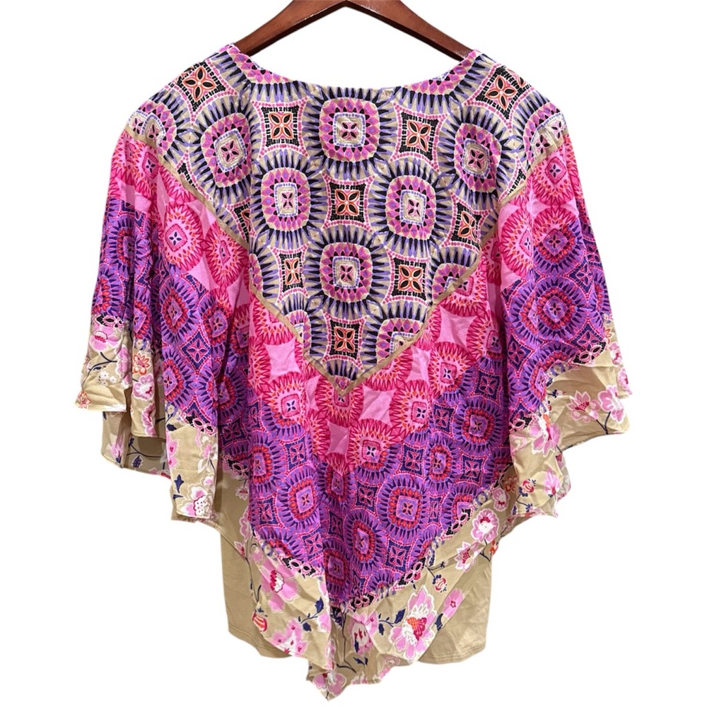 Ruby Rd. Pink & Purple Embroidered V-Neck Boho Tunic - Picture 2 of 6